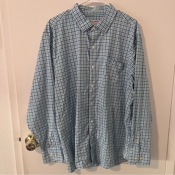 Tommy Bahama Siesta Key Button Down Checkered Long Sleeve Shirt Blue Vented XL - Picture 1 of 11